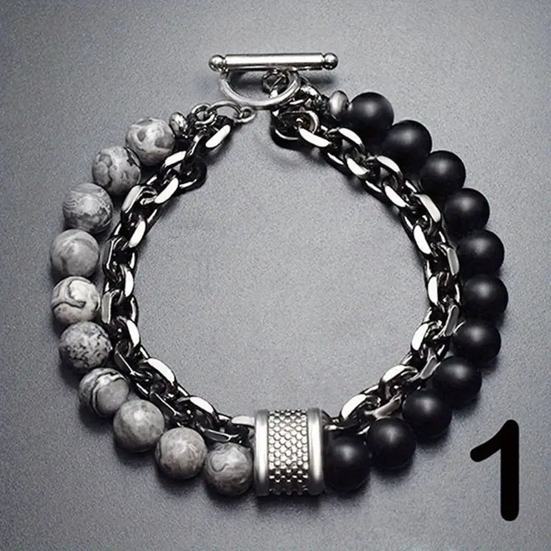 Stalen strepen Tiger Pearl -armband