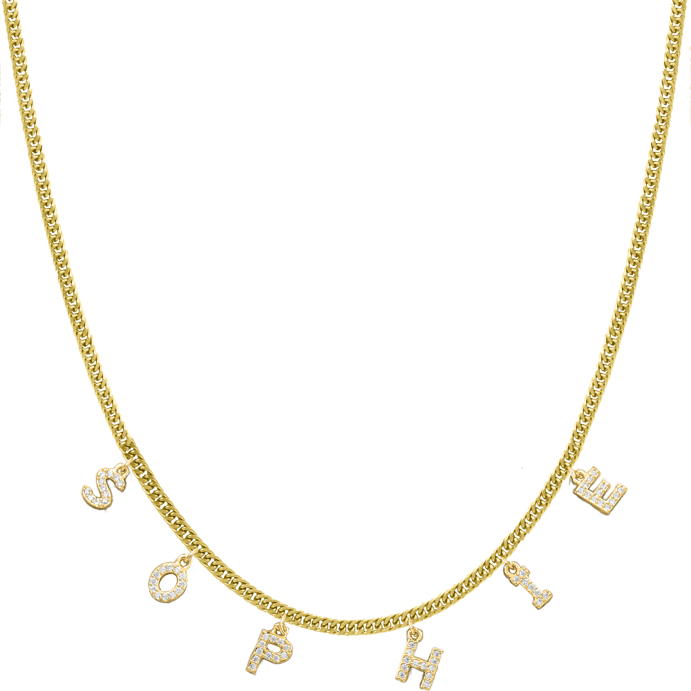 Basic Diamond Name Chain Speed ​​Gold 14 karaat