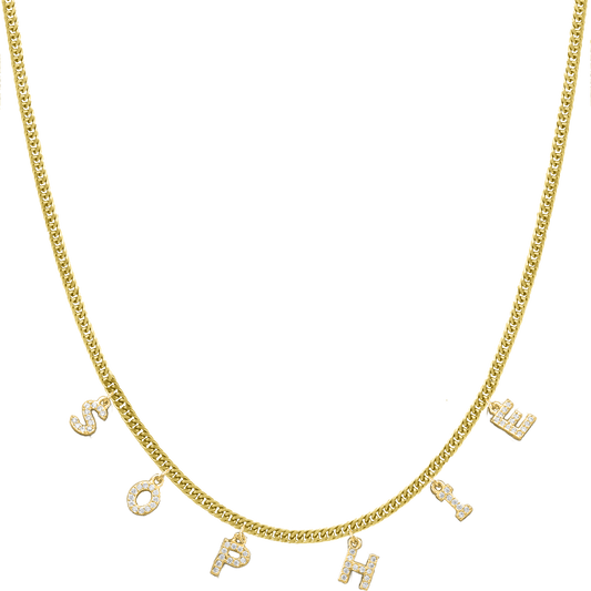 Basic Diamond Name Chain Speed ​​Gold 14 karaat