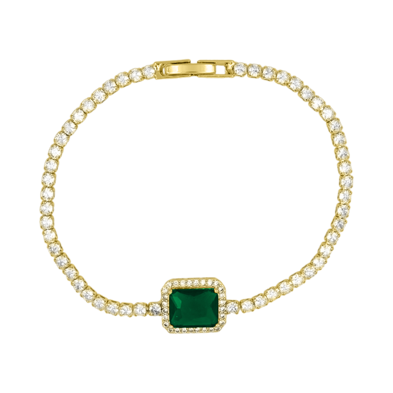 Emerald 14K tennis armband Gold Pated