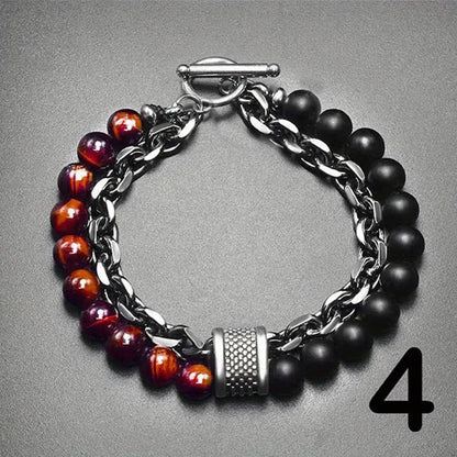 Stalen strepen Tiger Pearl -armband